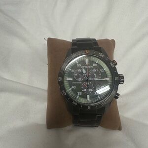 Citizen Eco-Drive Gun medal & Green Dial Watch 40mm Case size